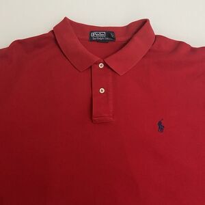 Polo Ralph‎ Lauren Men's Red Polo Short Sleeve 2XL Blue Pony  Cotton